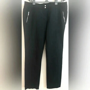 Karen Millen Black Straight Leg Pants Zip Pockets Mid Rise Trousers  12